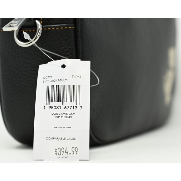 COACH JAMIE Camera Bag w Happy Dog Black Pebbled Leather CC791 NWT $398 - Picture 8 of 12